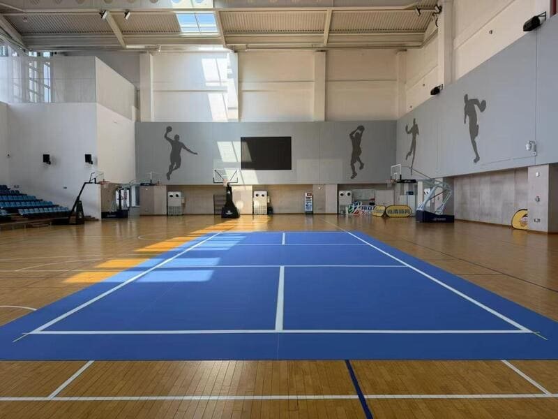 flooring seam and court layout coordination